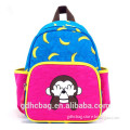 Coloful Polyester Kid's School Backpack with Monkey Pictures for Promotion